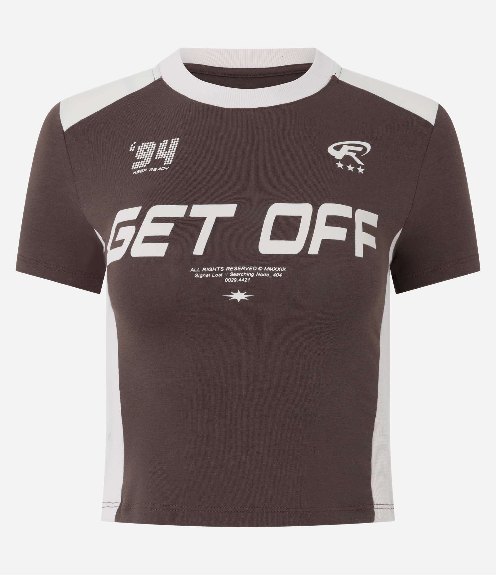 Camiseta em Algodão com Estampa College e Lettering Get Off Bordô 1