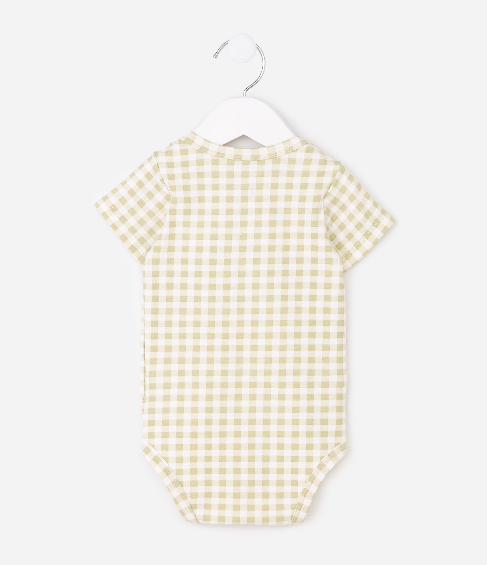 Body Bebê em Algodão com Xadrez Vichy e Estampa Floral com Abelha- Tam RN a 18 meses Verde 3