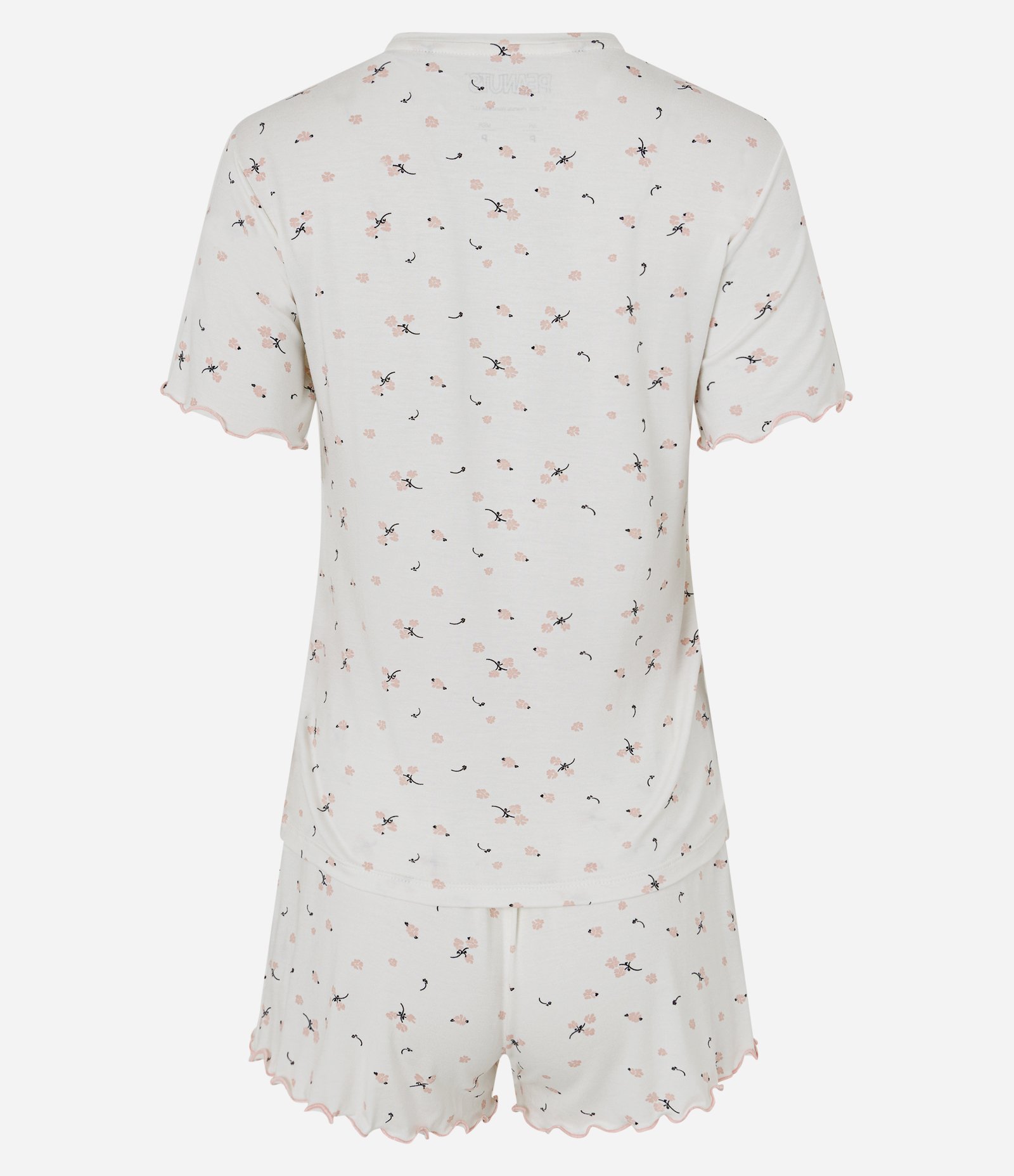 Pijama Curto em Viscolycra com Estampa Floral Snoopy Branco 4