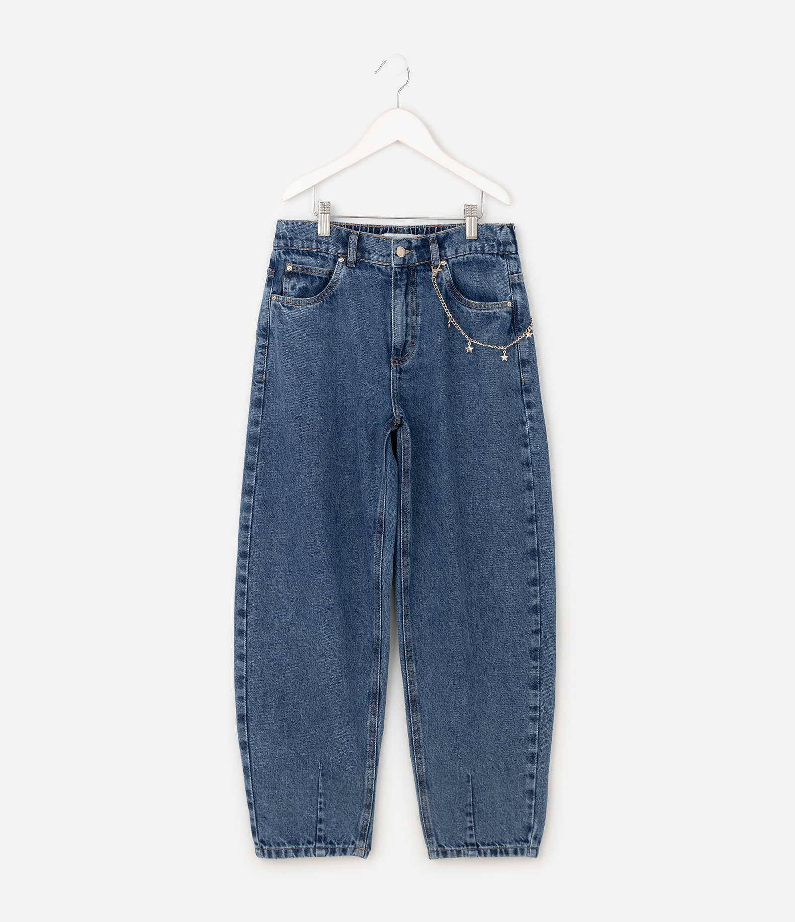 Calça Balloon Infantil em Jeans com Correntinha – Tam 5 a 16 Anos Azul 2