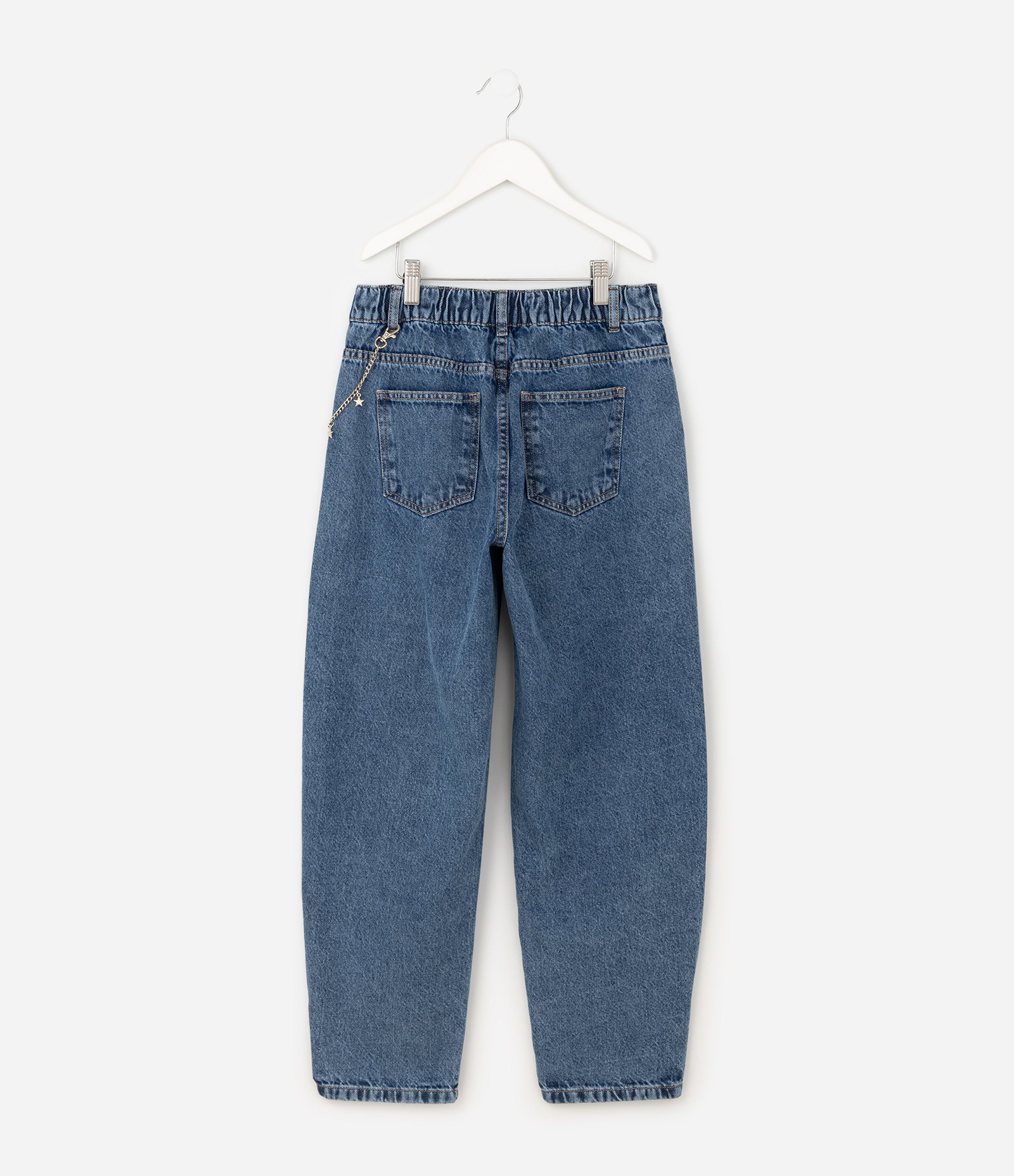 Calça Balloon Infantil em Jeans com Correntinha – Tam 5 a 16 Anos Azul 3