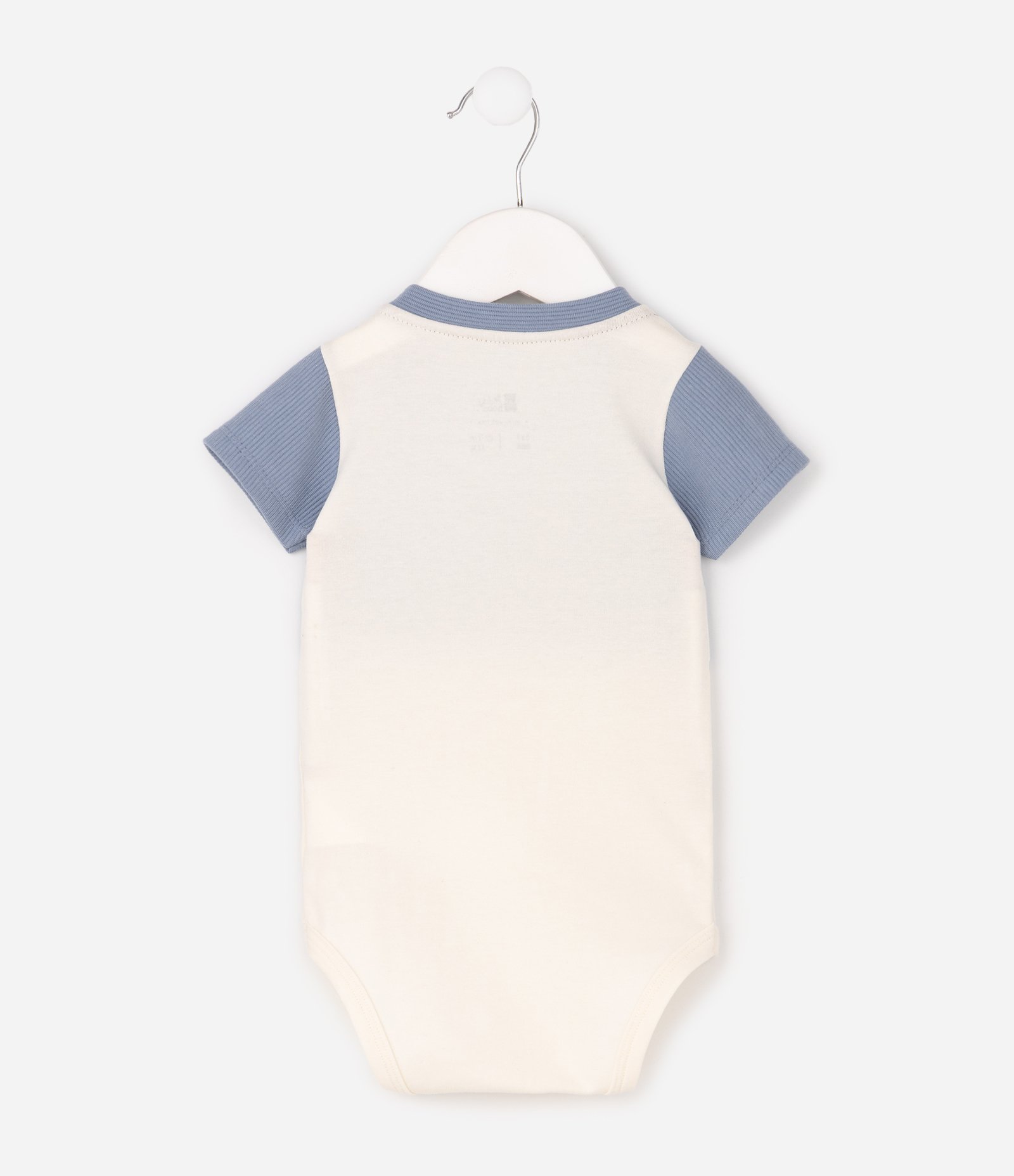 Body Bebê em Algodão Texturizado com Bolso – Tam 0 a 18 Meses Azul/Bege 3