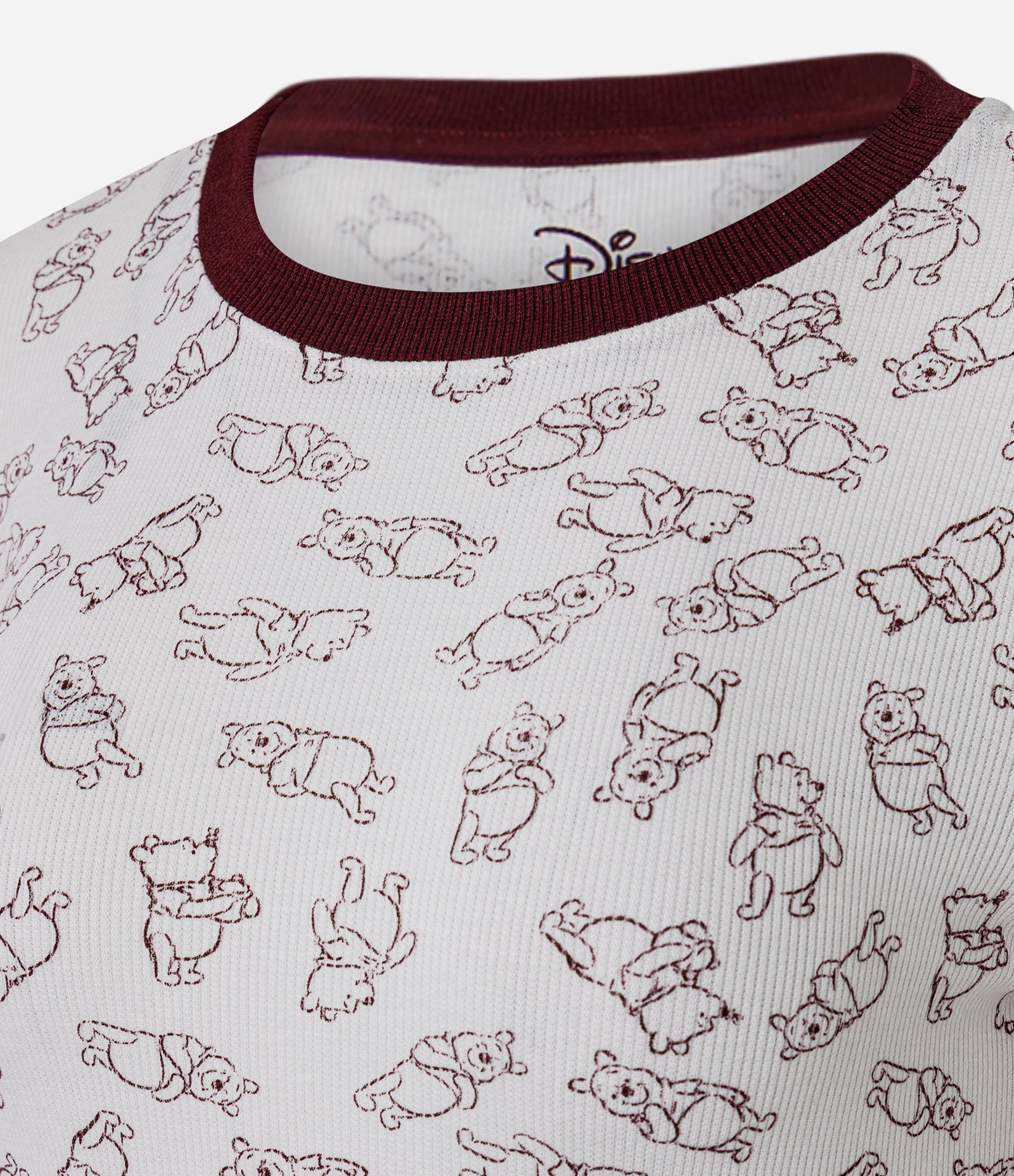 Pijama Longo em Ribana Canelada com Estampa Ursinho Pooh Branco 2