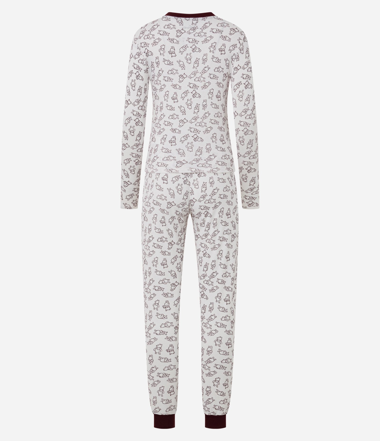 Pijama Longo em Ribana Canelada com Estampa Ursinho Pooh Branco 3