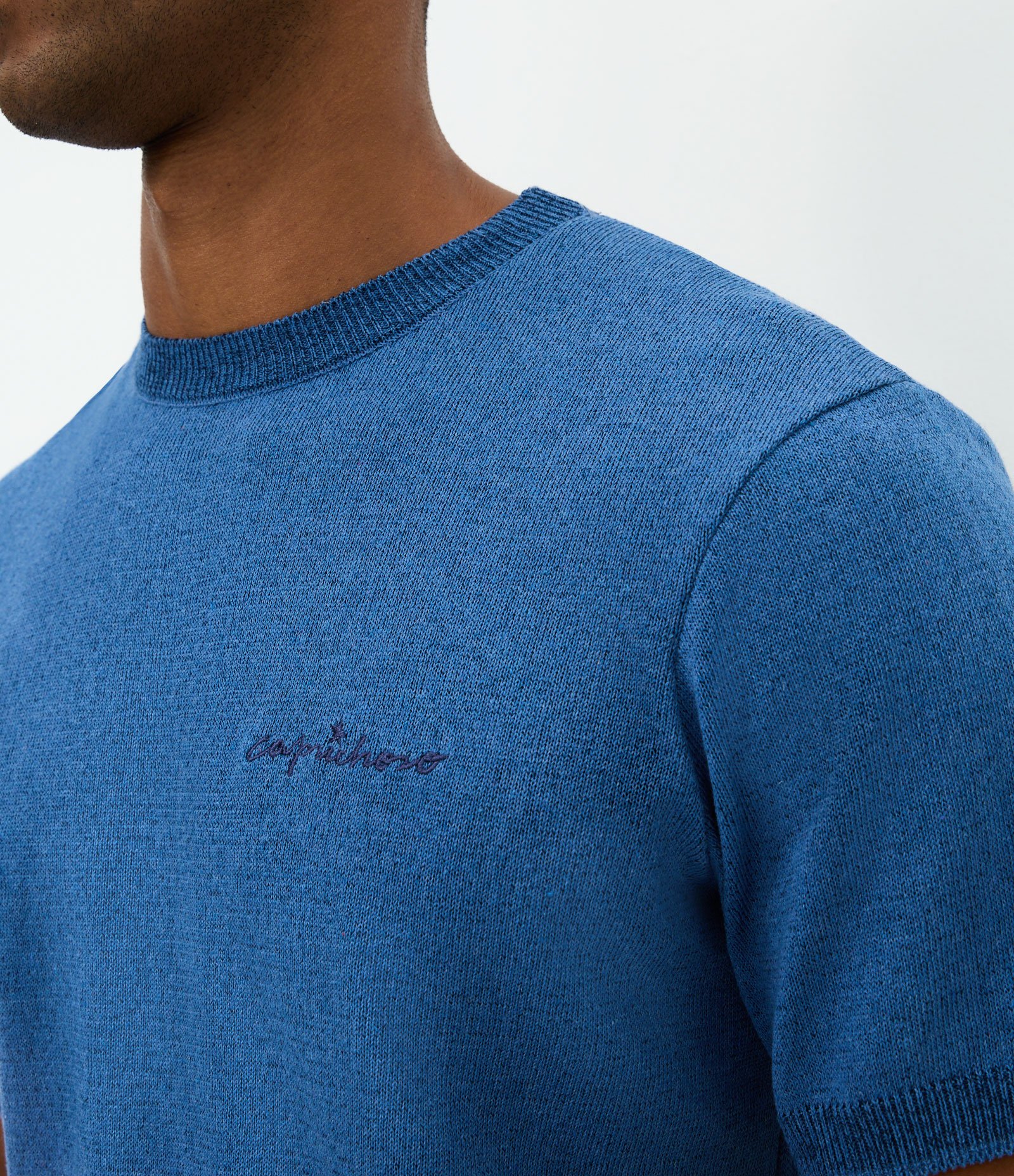 Camiseta Tricô Jacquard Boi Caprichoso Azul 3