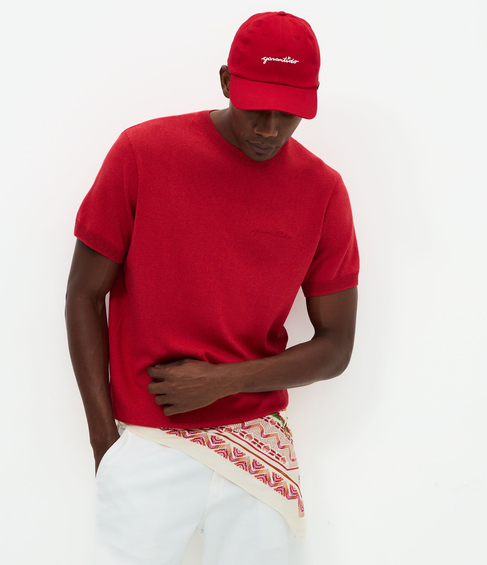 Camiseta Tricô Jacquard Boi Garantido Vermelho 2