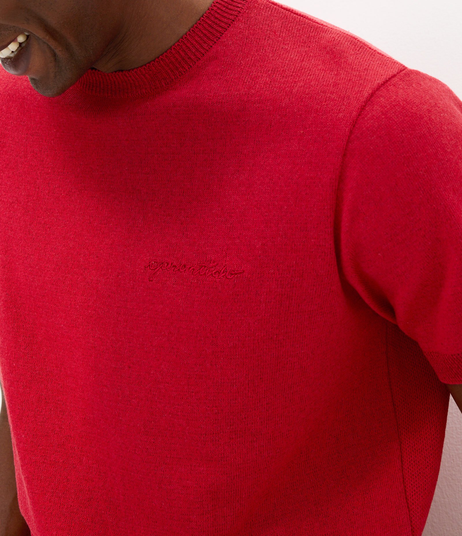 Camiseta Tricô Jacquard Boi Garantido Vermelho 3