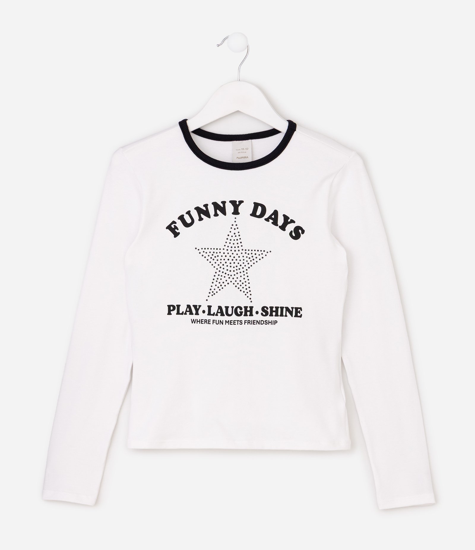Camiseta Baby Look Infantil com Estrela Aplicada – Tam 5 a 14 Anos Branco 2