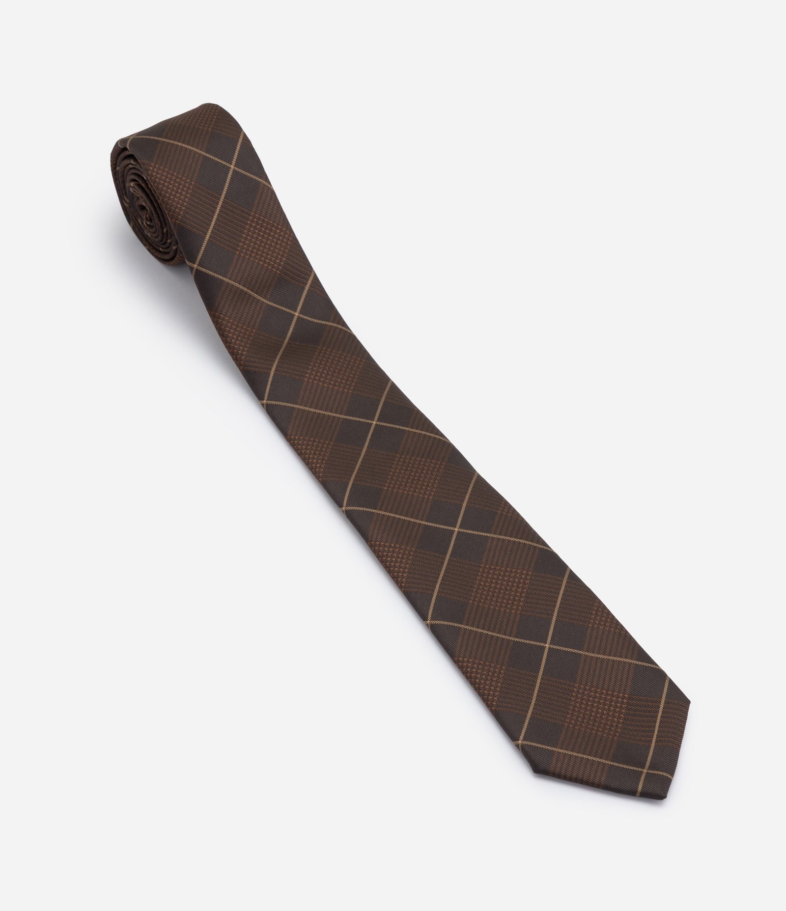 Gravata Xadrez Regular Alfaiataria Marrom 1