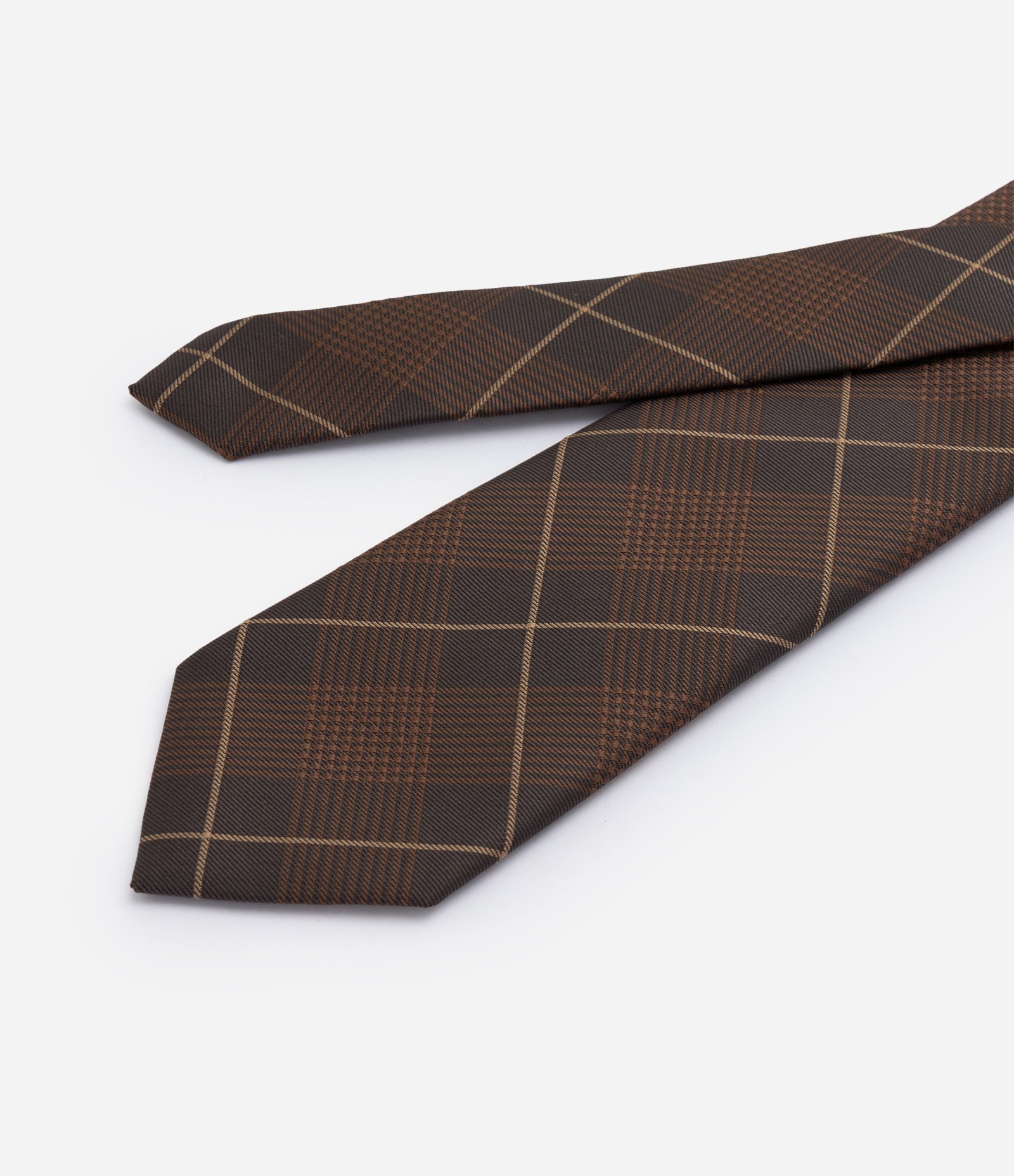 Gravata Xadrez Regular Alfaiataria Marrom 2