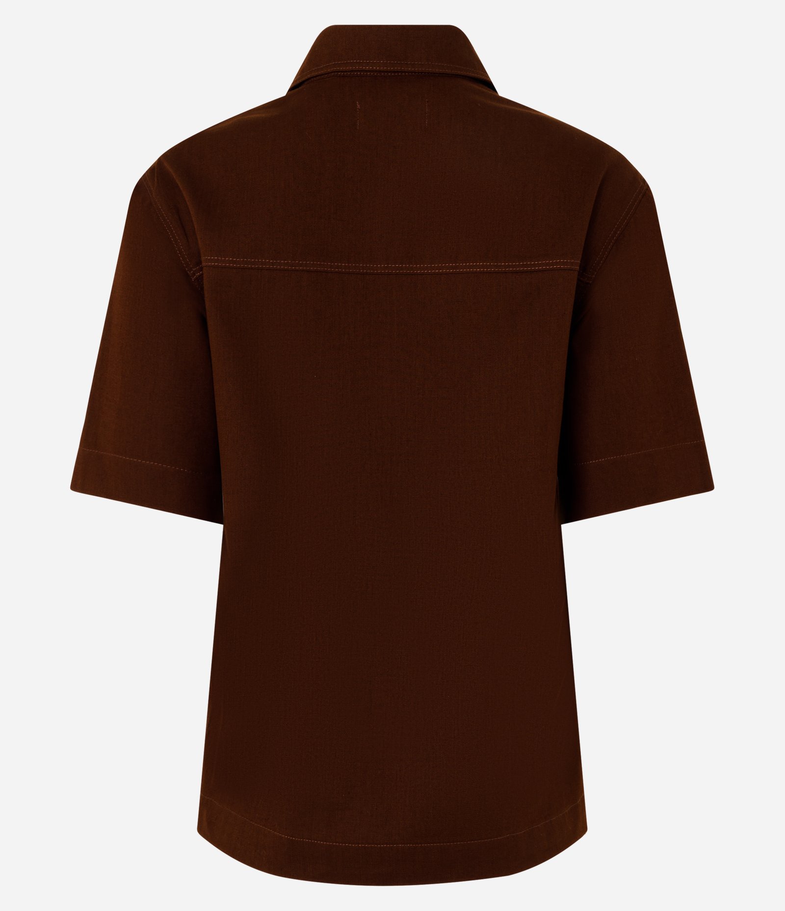 Camisa em Sarja com Bolso e Gola Colarinho Vermelho 2
