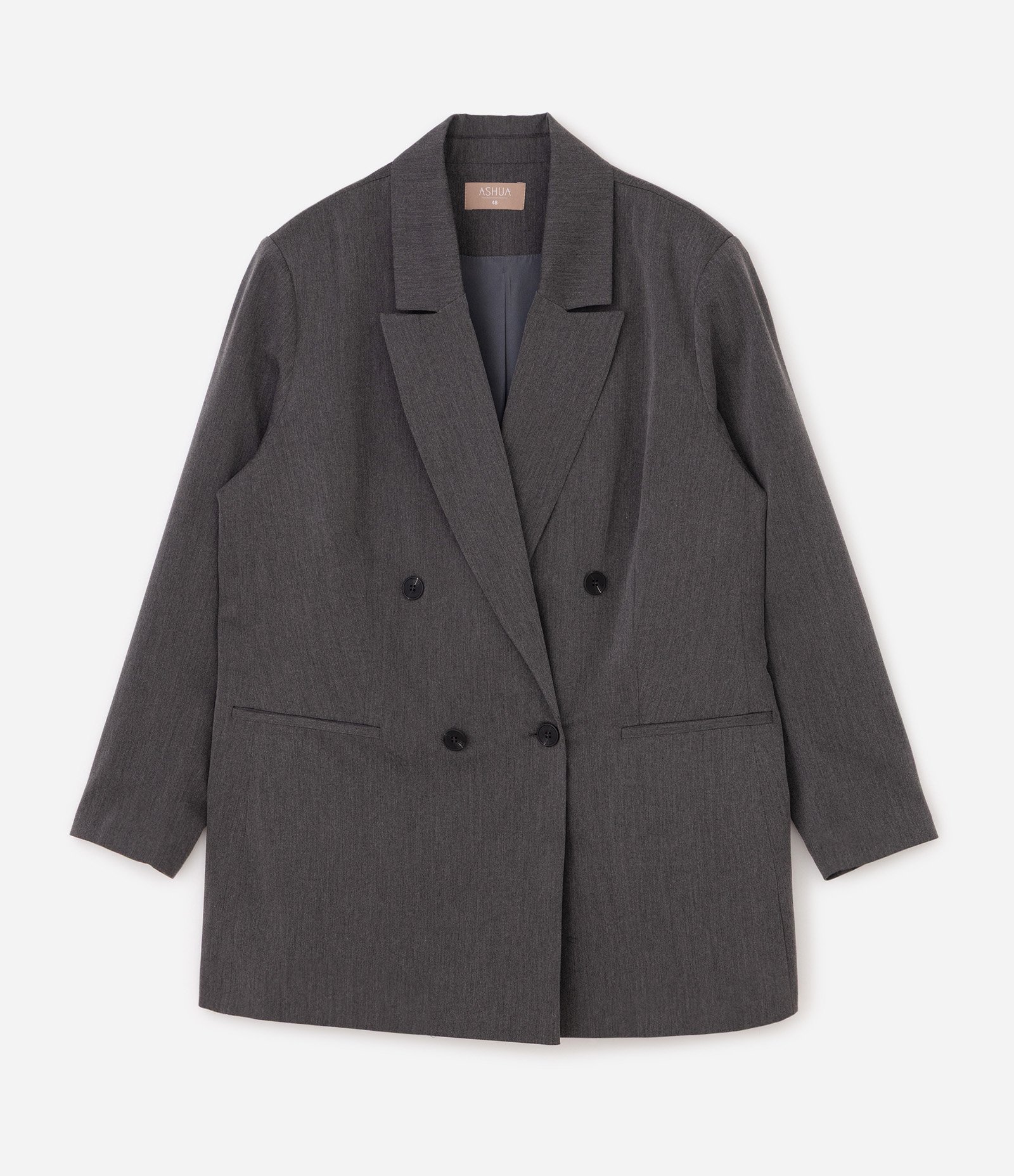 Blazer Oversized Alfaiatado Curve & Plus Size Cinza 5