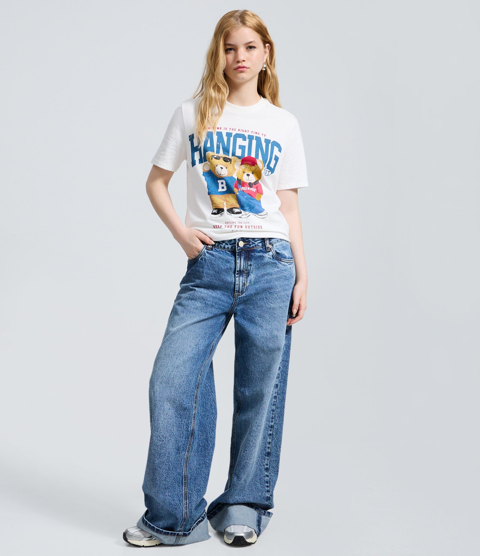 Camiseta Estampada com Ursinhos em Algodão Branco 2