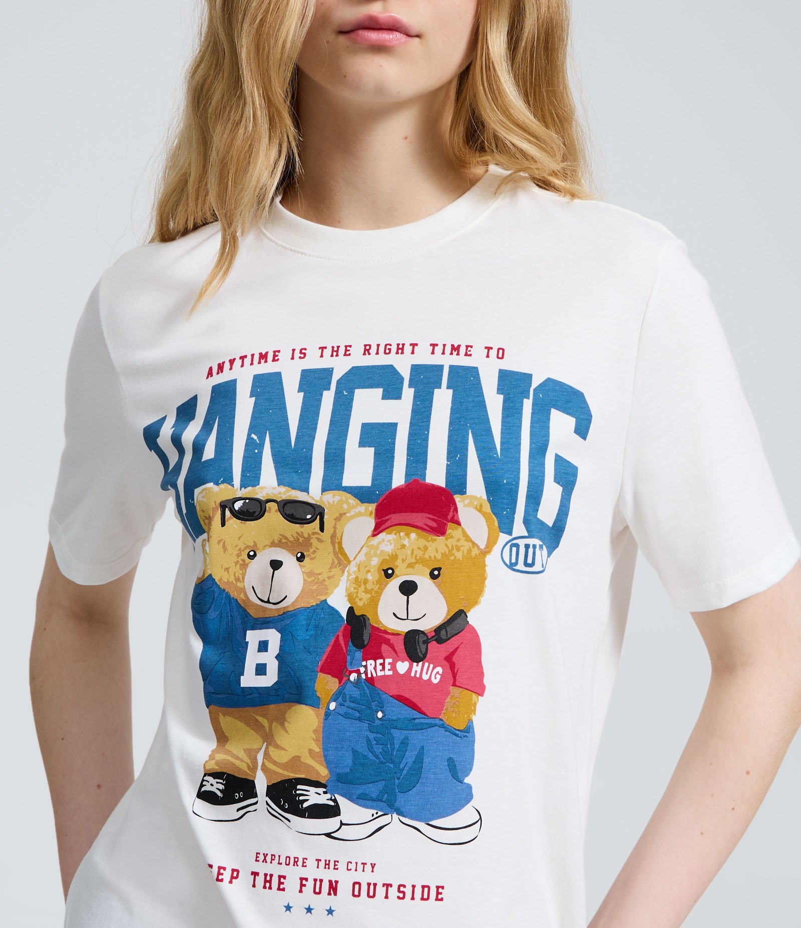 Camiseta Estampada com Ursinhos em Algodão Branco 3