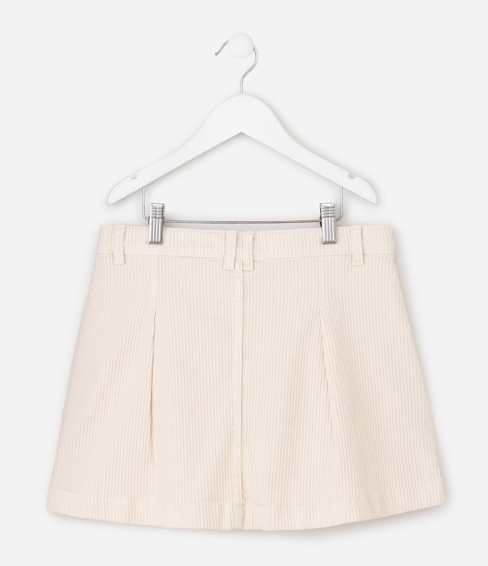 Saia Short Infantil em Veludo Cotelê com Pregas – Tam 5 a 16 Anos Bege Claro 3