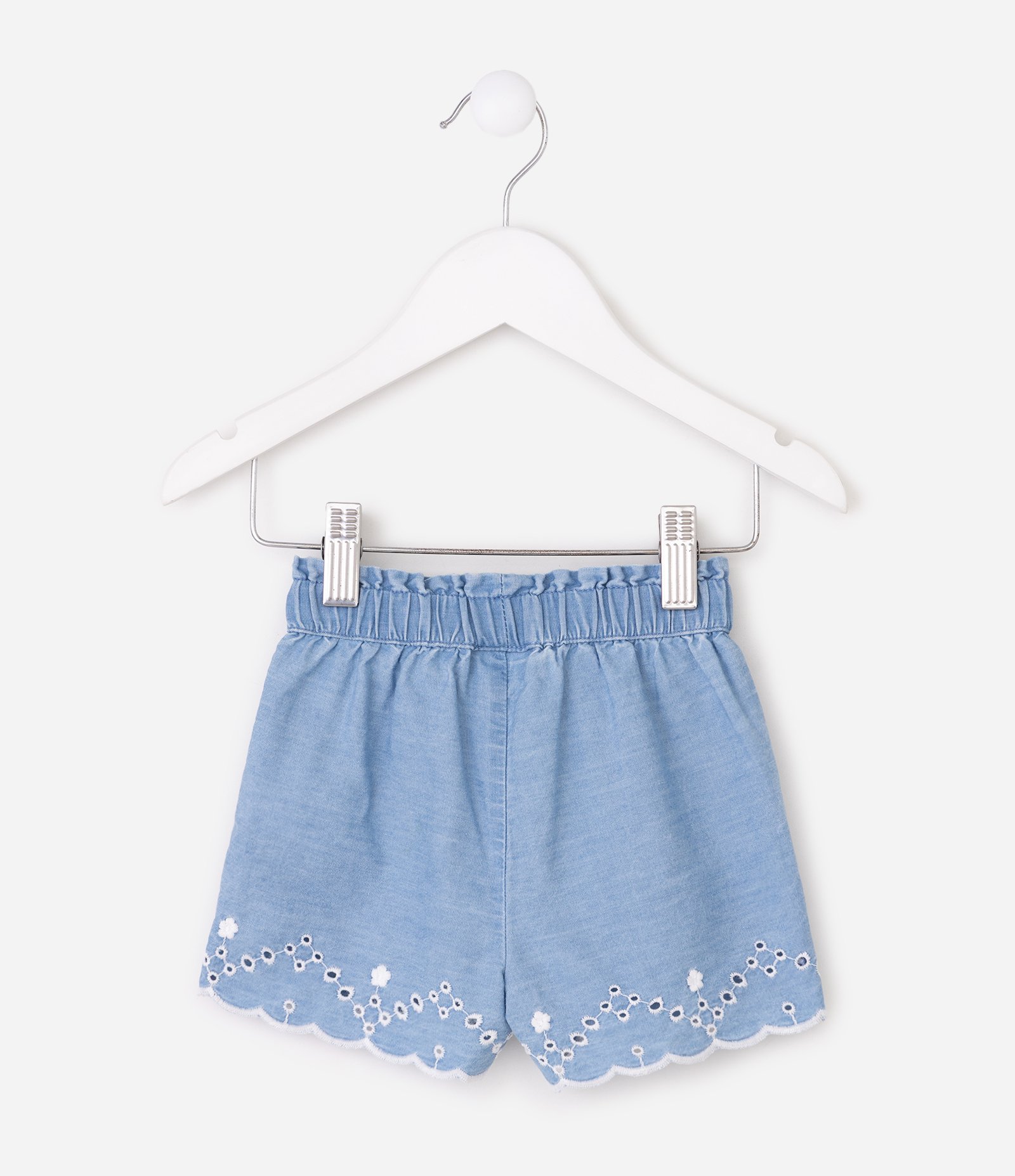 Short Infantil em Jeans com Bordado - Tam 3 a 18 Meses Azul 4