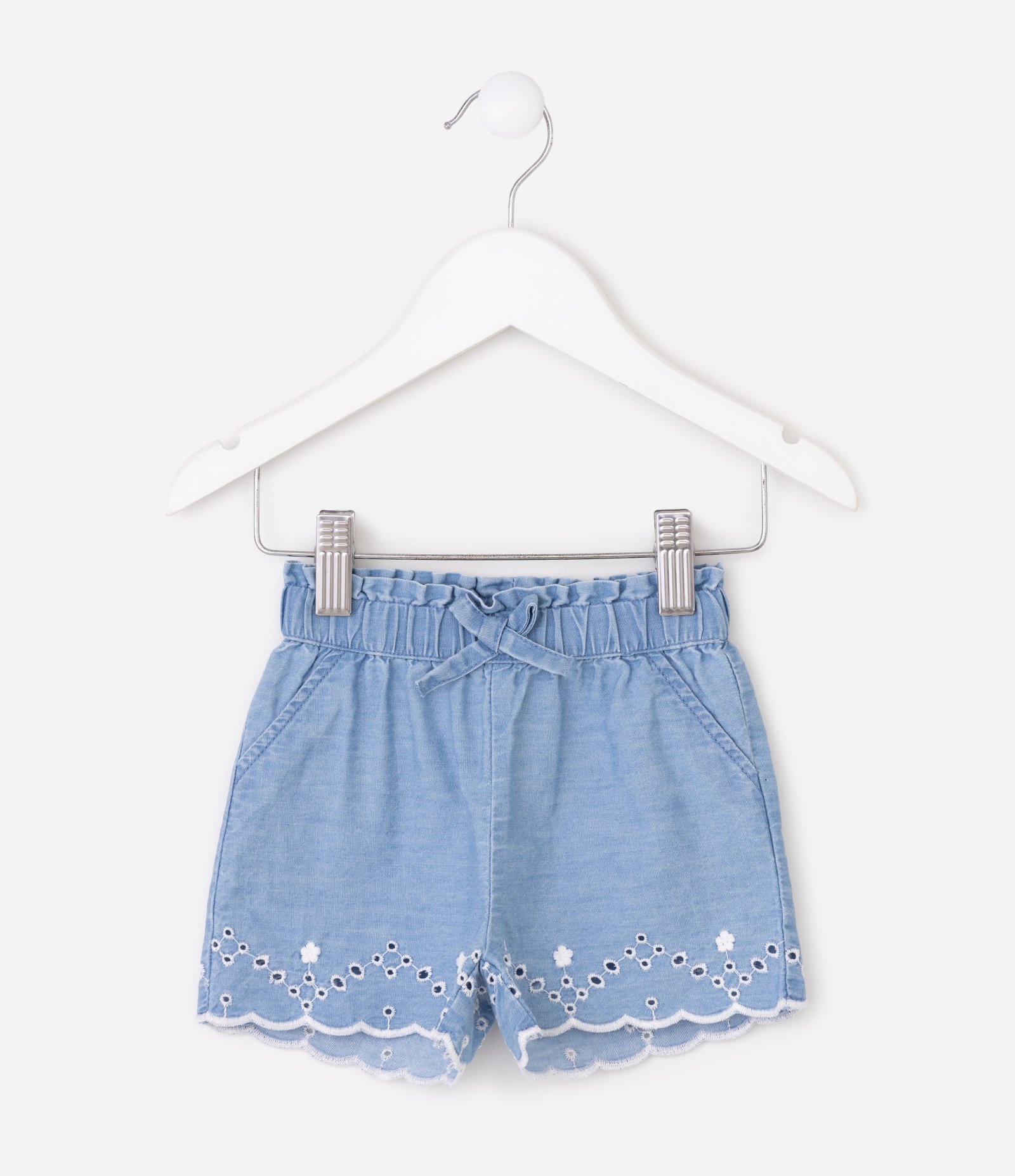 Short Infantil em Jeans com Bordado - Tam 3 a 18 Meses Azul 5