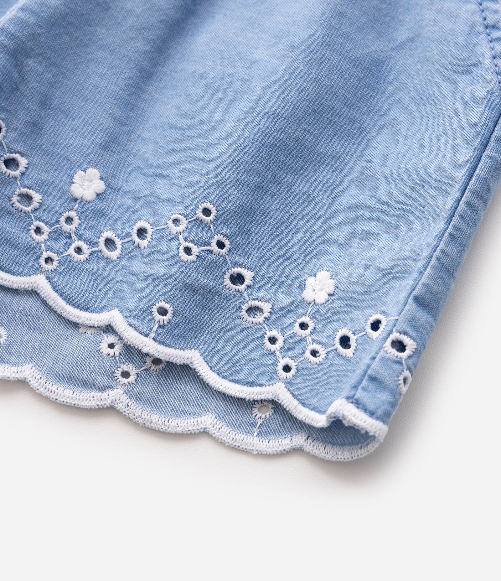 Short Infantil em Jeans com Bordado - Tam 3 a 18 Meses Azul 8