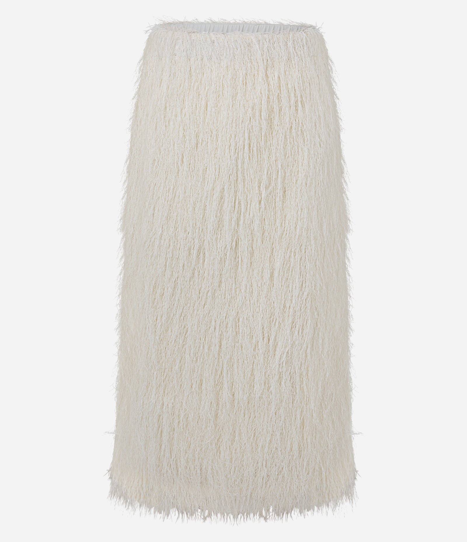Saia Midi com Textura de Pelos Off White 1