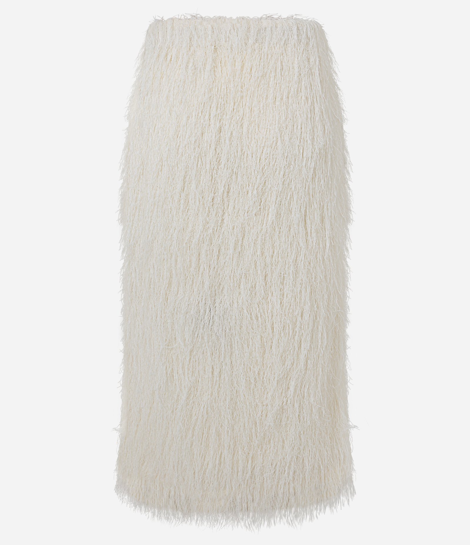 Saia Midi com Textura de Pelos Off White 3