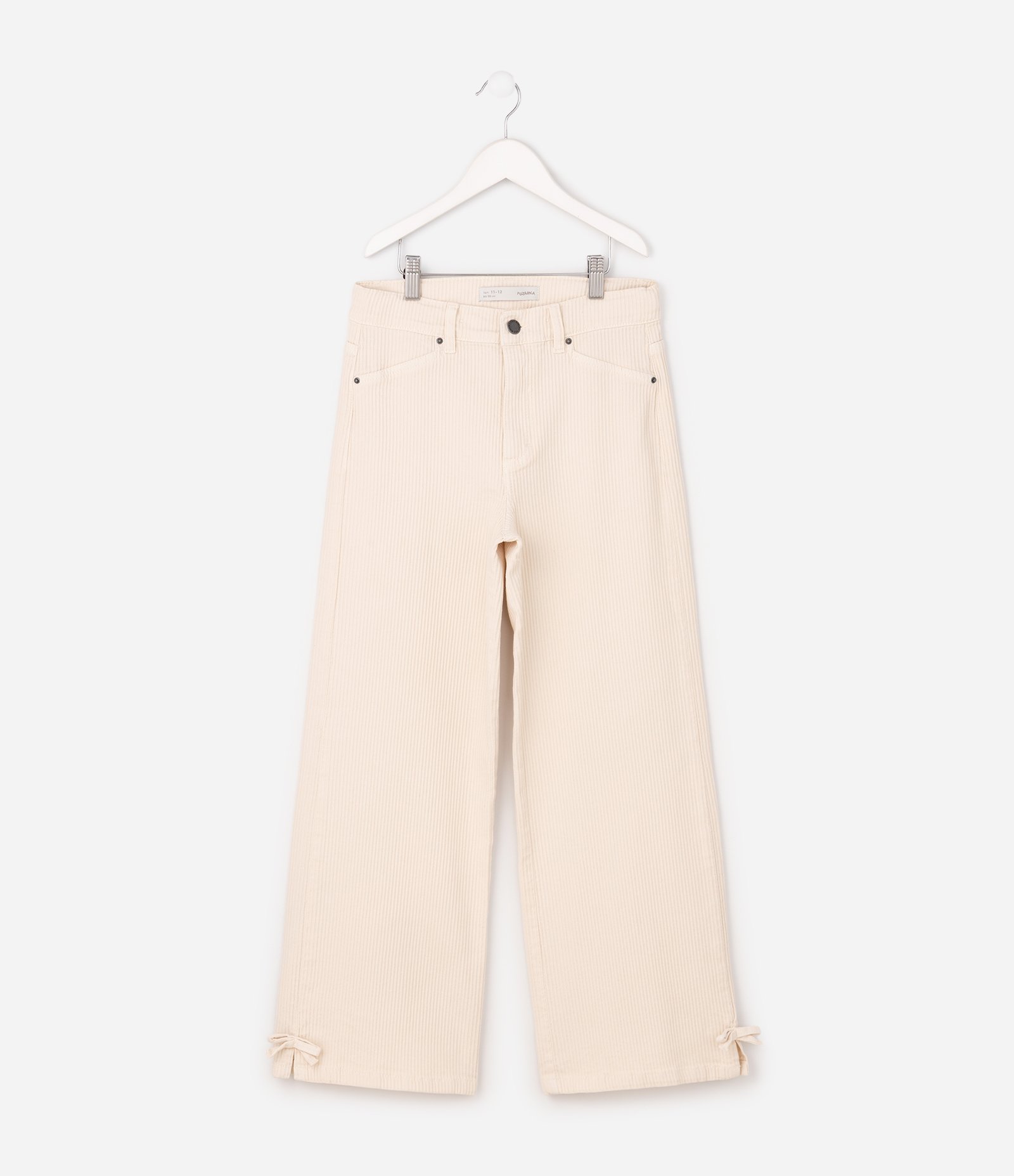 Calça Wide Infantil em Sarja Cotelê com Barra Ajustável – Tam 5 a 16 Anos Off White 2