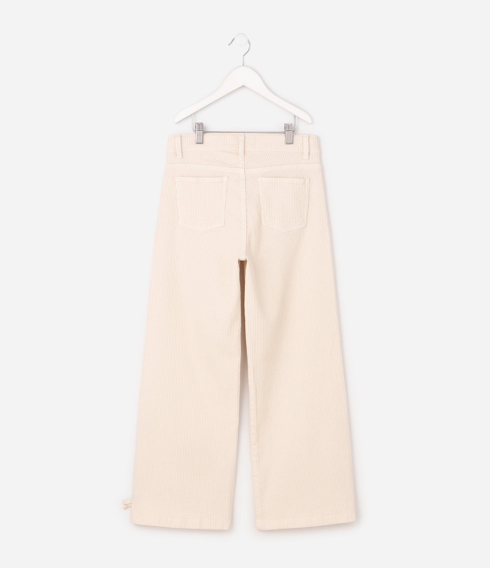 Calça Wide Infantil em Sarja Cotelê com Barra Ajustável – Tam 5 a 16 Anos Off White 3