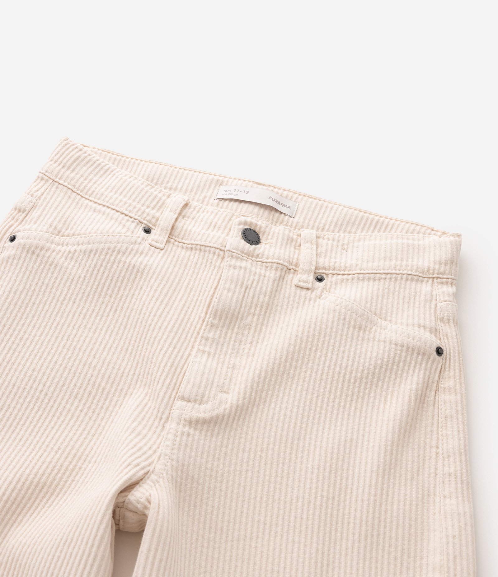 Calça Wide Infantil em Sarja Cotelê com Barra Ajustável – Tam 5 a 16 Anos Off White 5