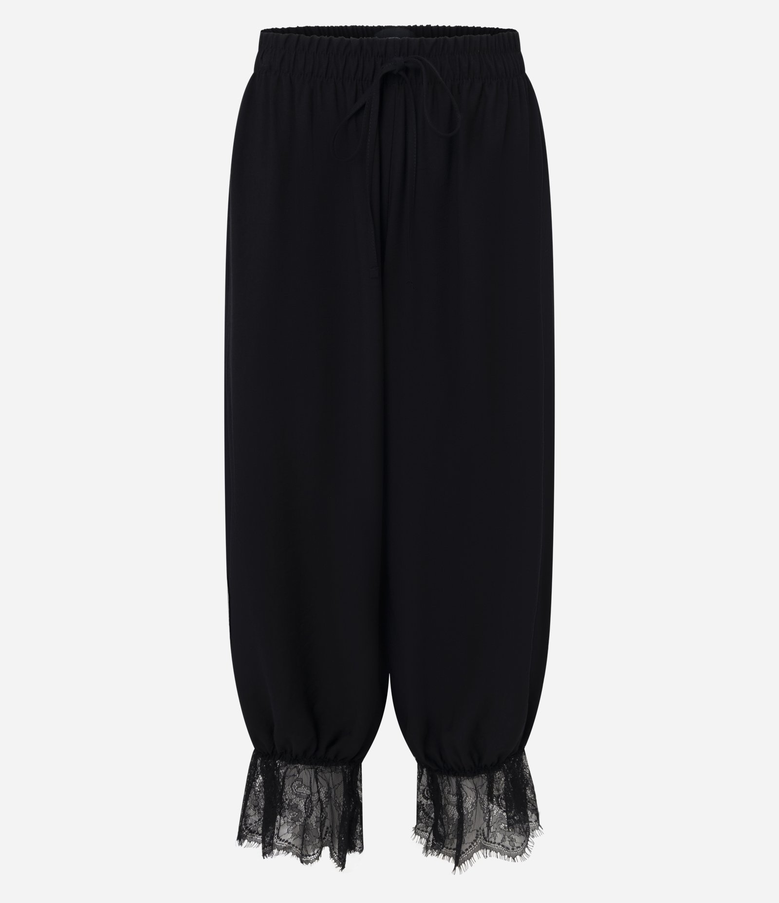 Calça Aladim em Viscose com Renda na Barra Preto 5