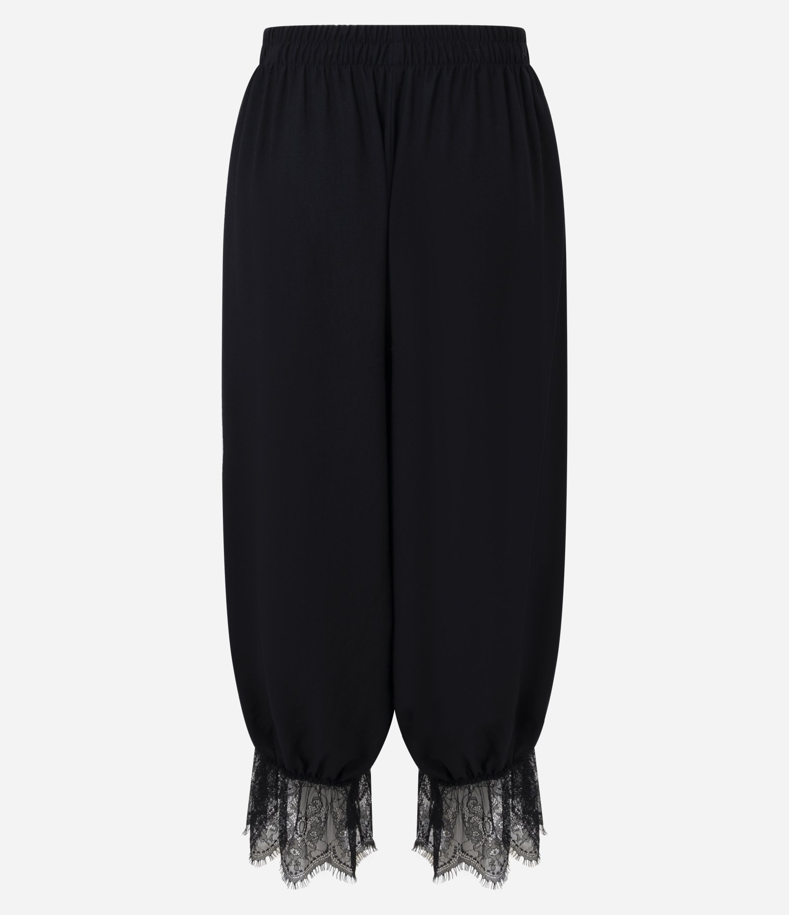Calça Aladim em Viscose com Renda na Barra Preto 6