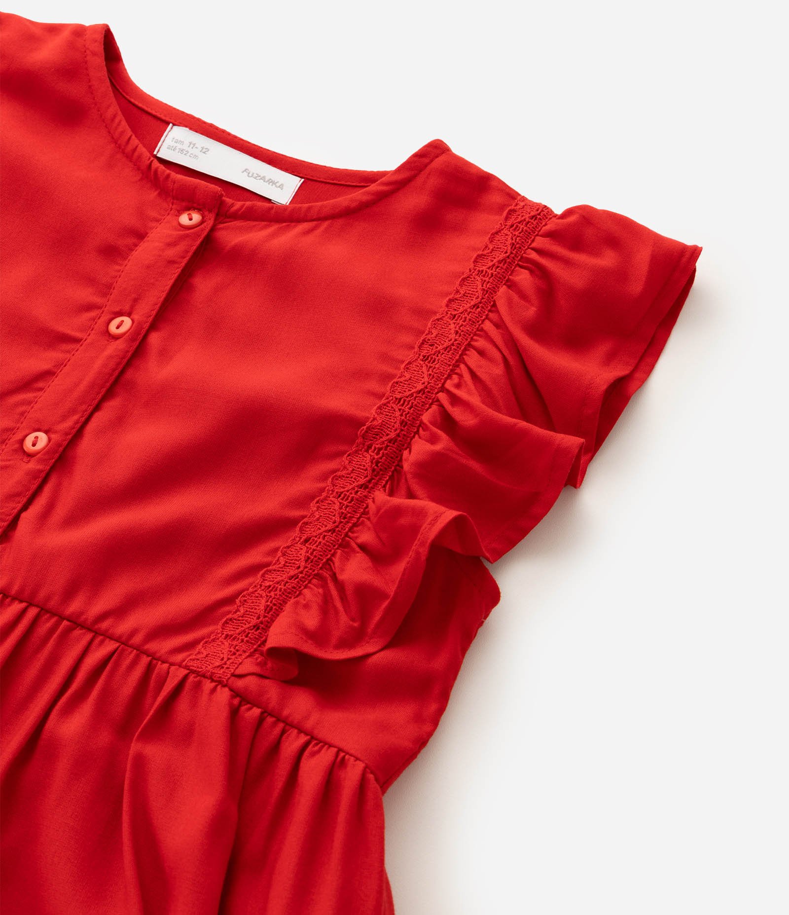 Vestido Infantil com Babadinhos - Tam 5 a 16 Anos Vermelho 10