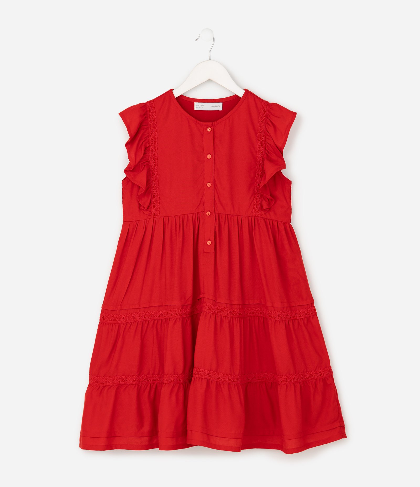 Vestido Infantil com Babadinhos - Tam 5 a 16 Anos Vermelho 3