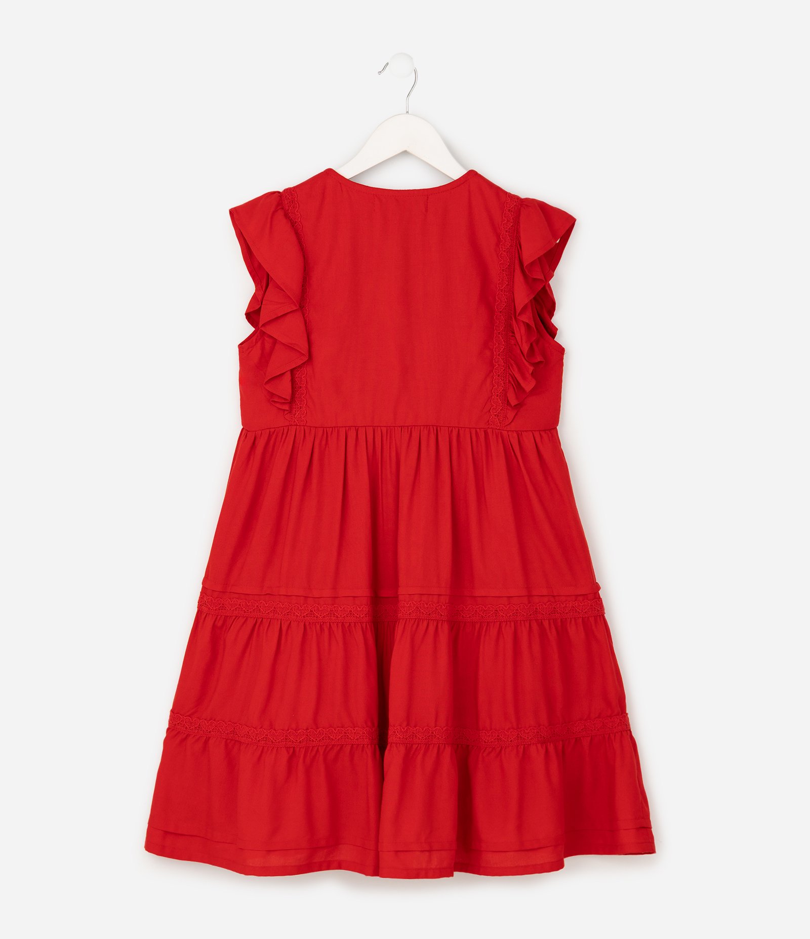Vestido Infantil com Babadinhos - Tam 5 a 16 Anos Vermelho 4