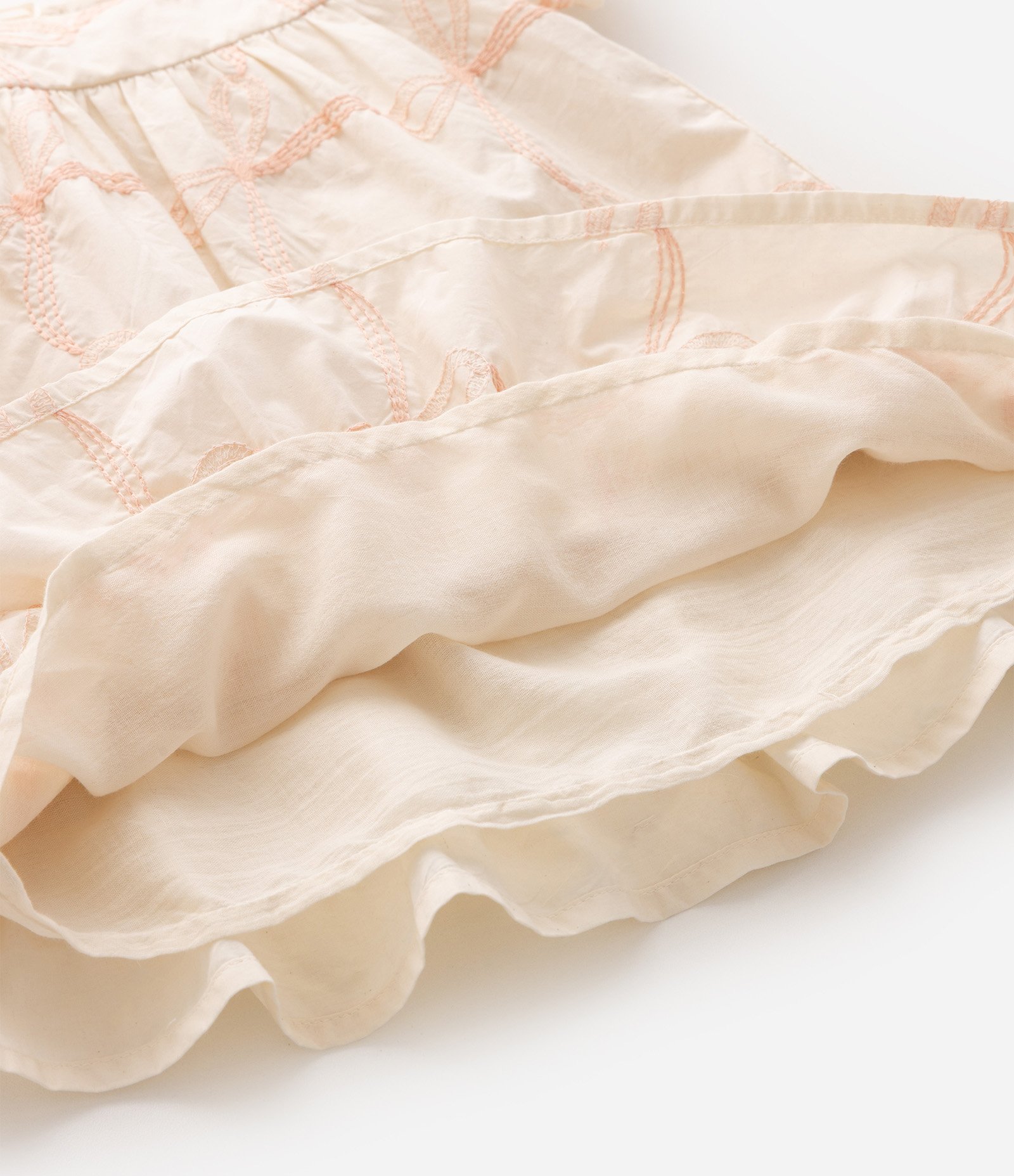 Vestido Bebê Em Tricoline - Tam 3 a 18 Meses Bege 4