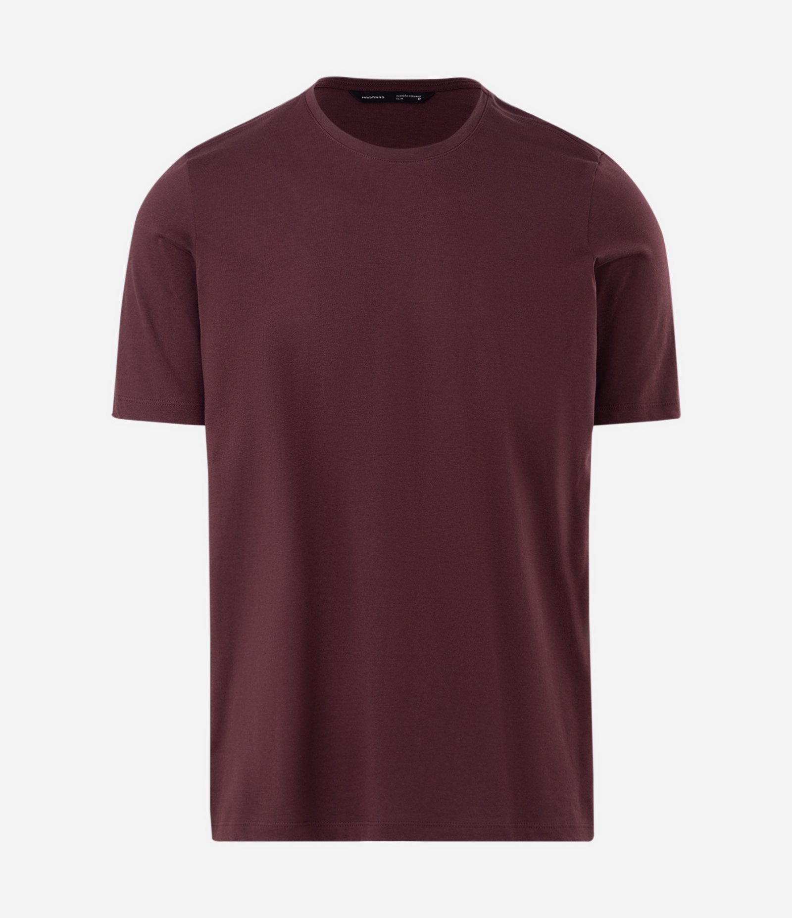 Camiseta Slim Básica em Algodão Peruano com Gola Redonda Vinho 3