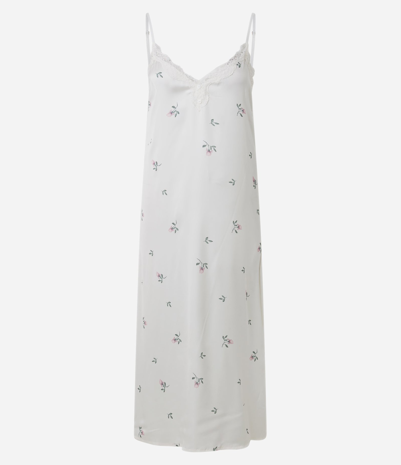 Camisola em Cetim com Estampa Floral e Renda Branco 5