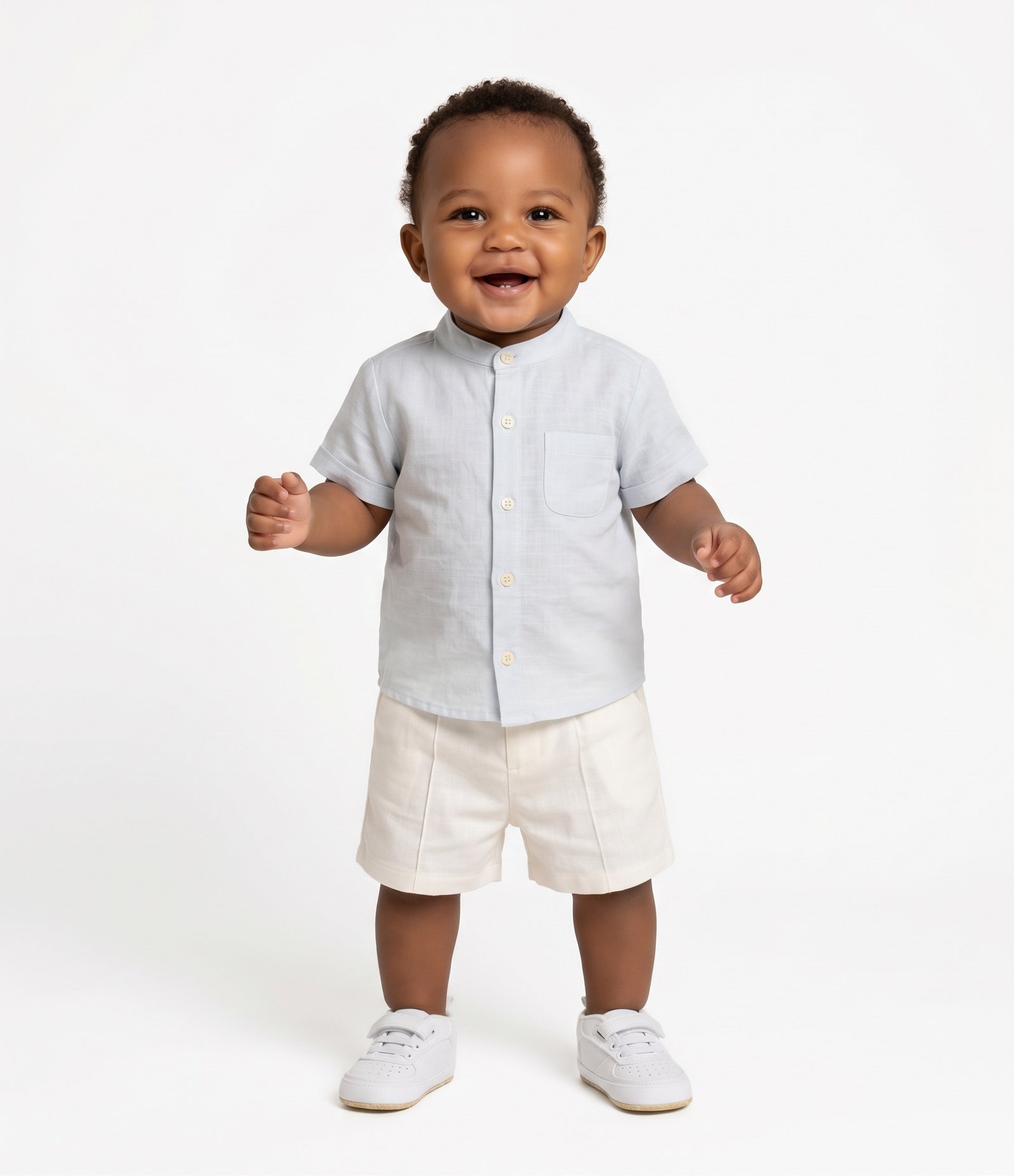 Conjunto Infantil em Algodão com Camisa de Linho - Tam 0 a 18 Meses Branco 2