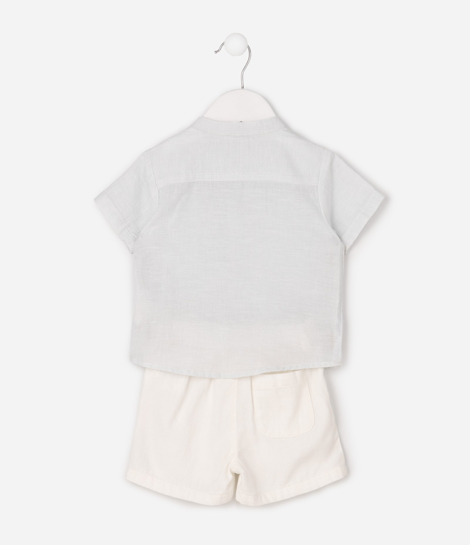Conjunto Infantil em Algodão com Camisa de Linho - Tam 0 a 18 Meses Branco 4