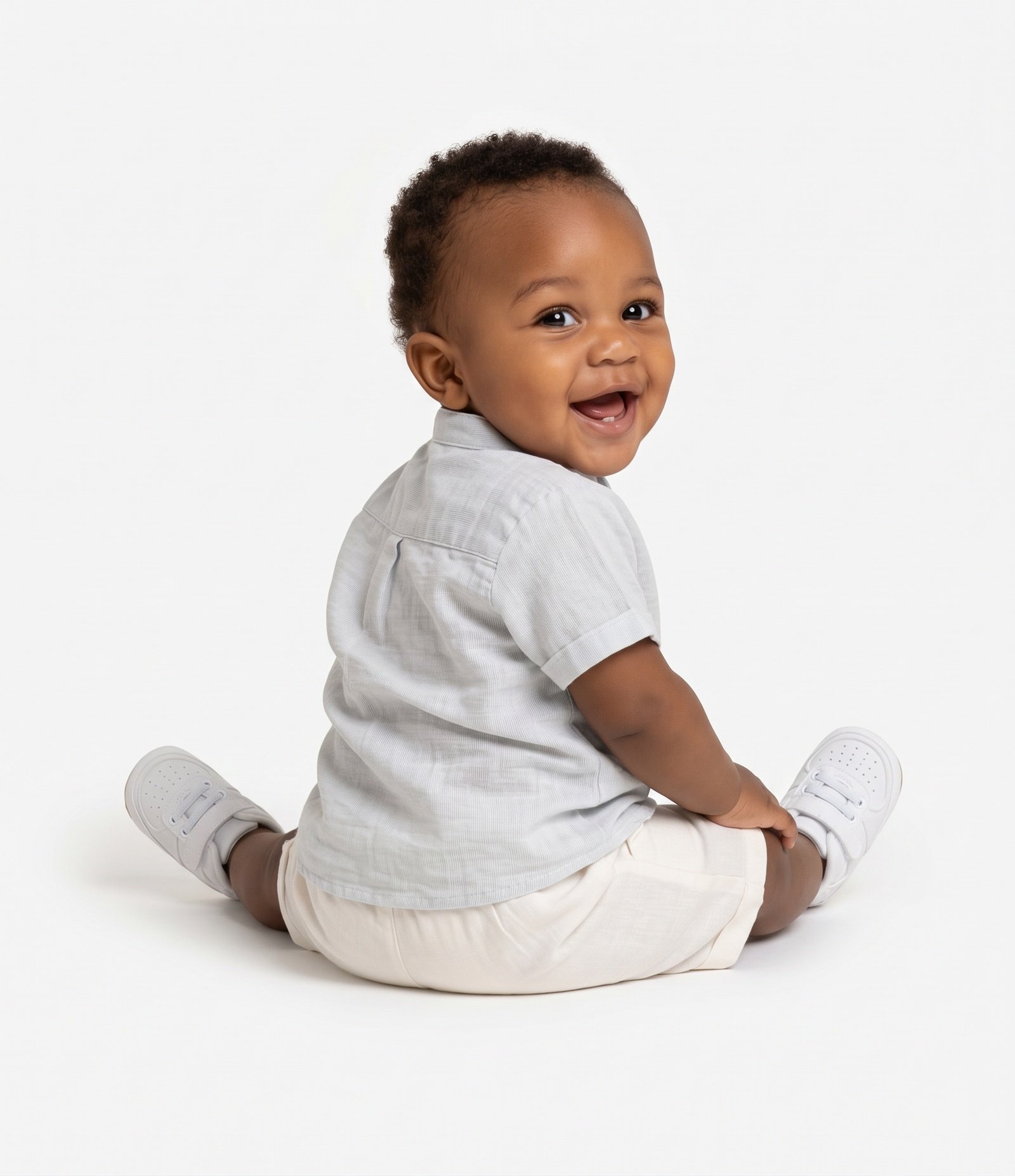 Conjunto Infantil em Algodão com Camisa de Linho - Tam 0 a 18 Meses Branco 7