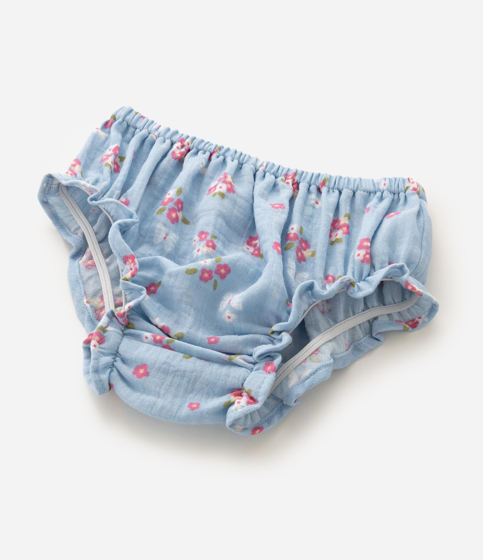 Vestido Infantil em Tricoline Floral Liberty com Bolsos - Tam 0 a 18 Meses Azul 4