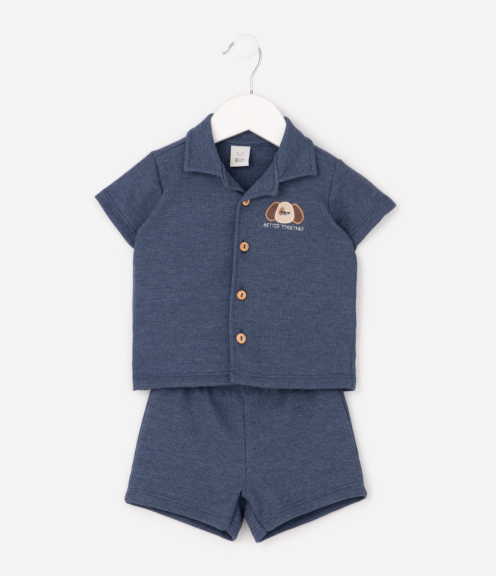 Conjunto Infantil em Algodão com Bordado Urso – Tam 0 a 18 Meses Azul Petróleo 2
