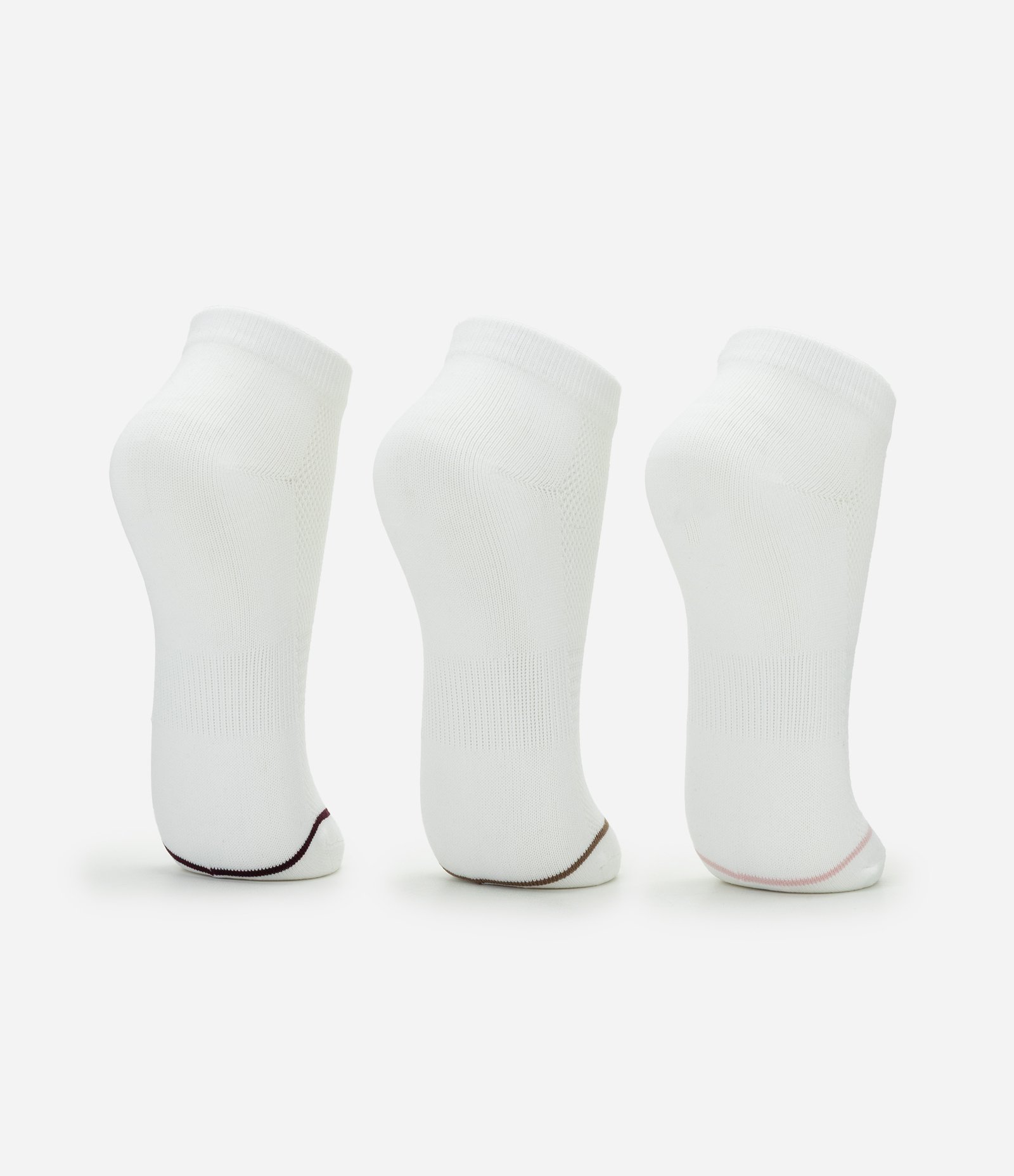 Kit 03 Meias Cano Baixo Esportivas com Listras Finas Branco 3