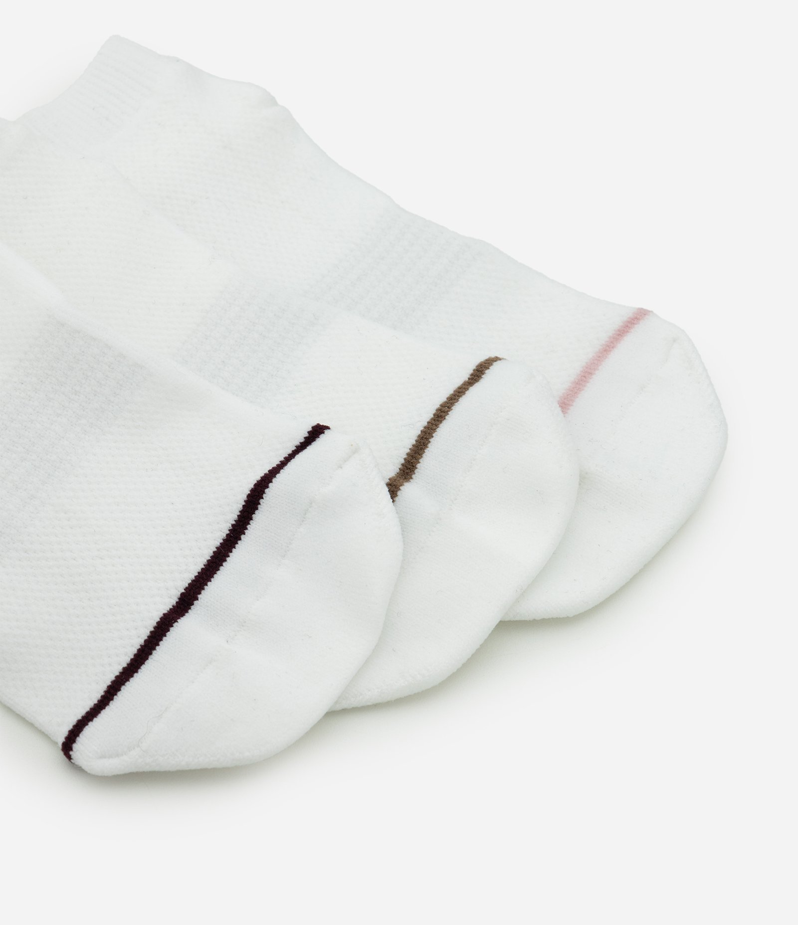 Kit 03 Meias Cano Baixo Esportivas com Listras Finas Branco 4