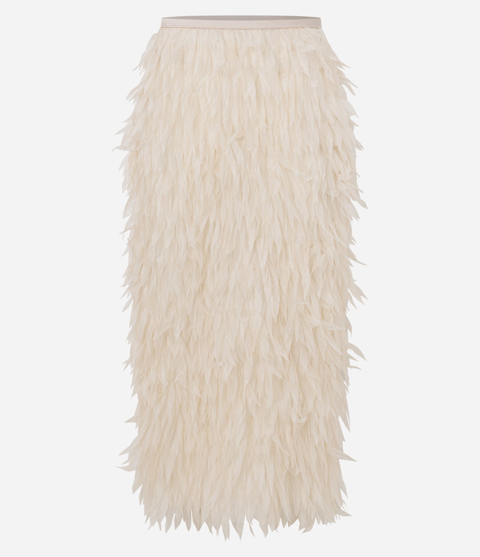 Saia Midi com Textura de Pelo Artificial Off White 2