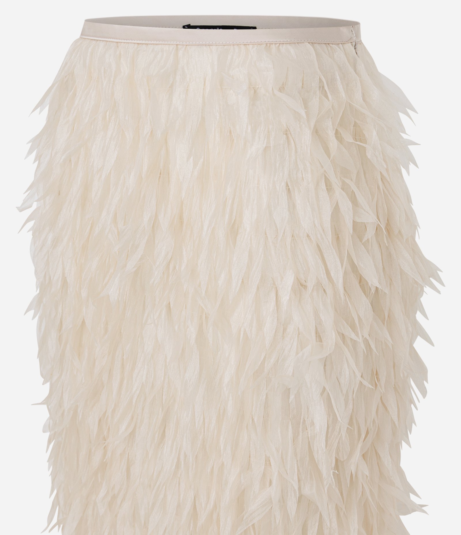 Saia Midi com Textura de Pelo Artificial Off White 3