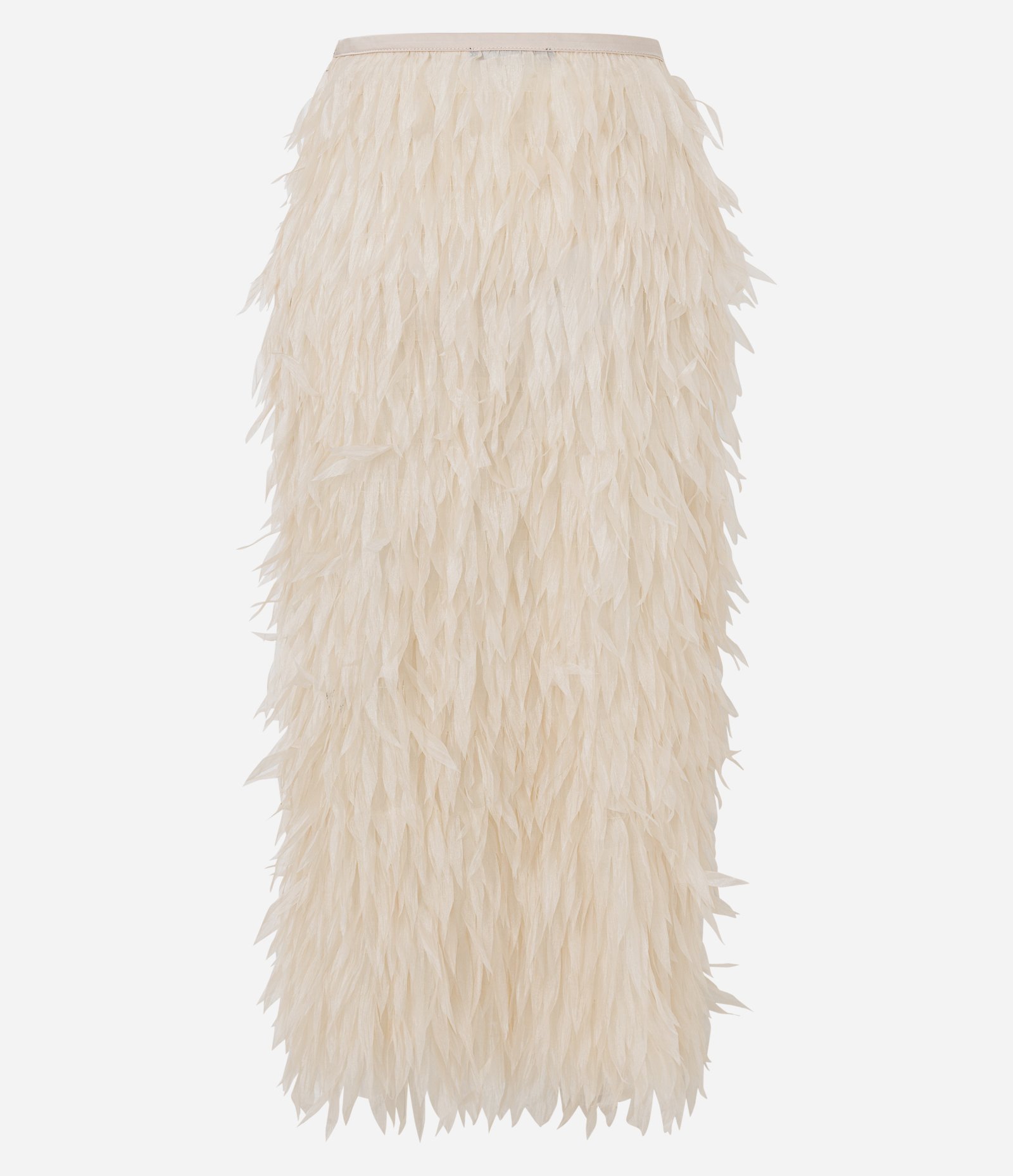 Saia Midi com Textura de Pelo Artificial Off White 4
