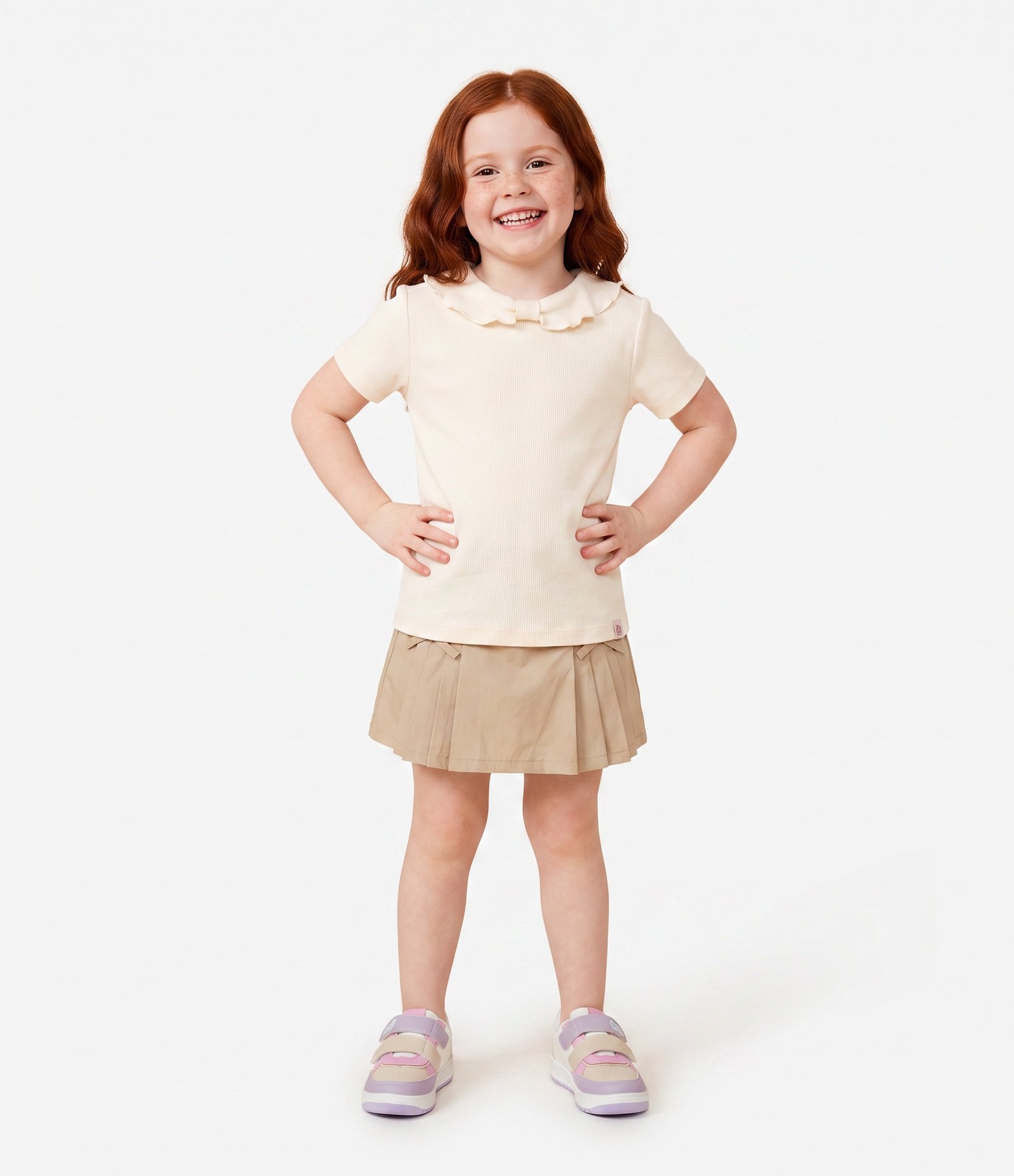 Short Saia Em Tricoline Com Lacinhos 1 A 6 Anos Marrom 1