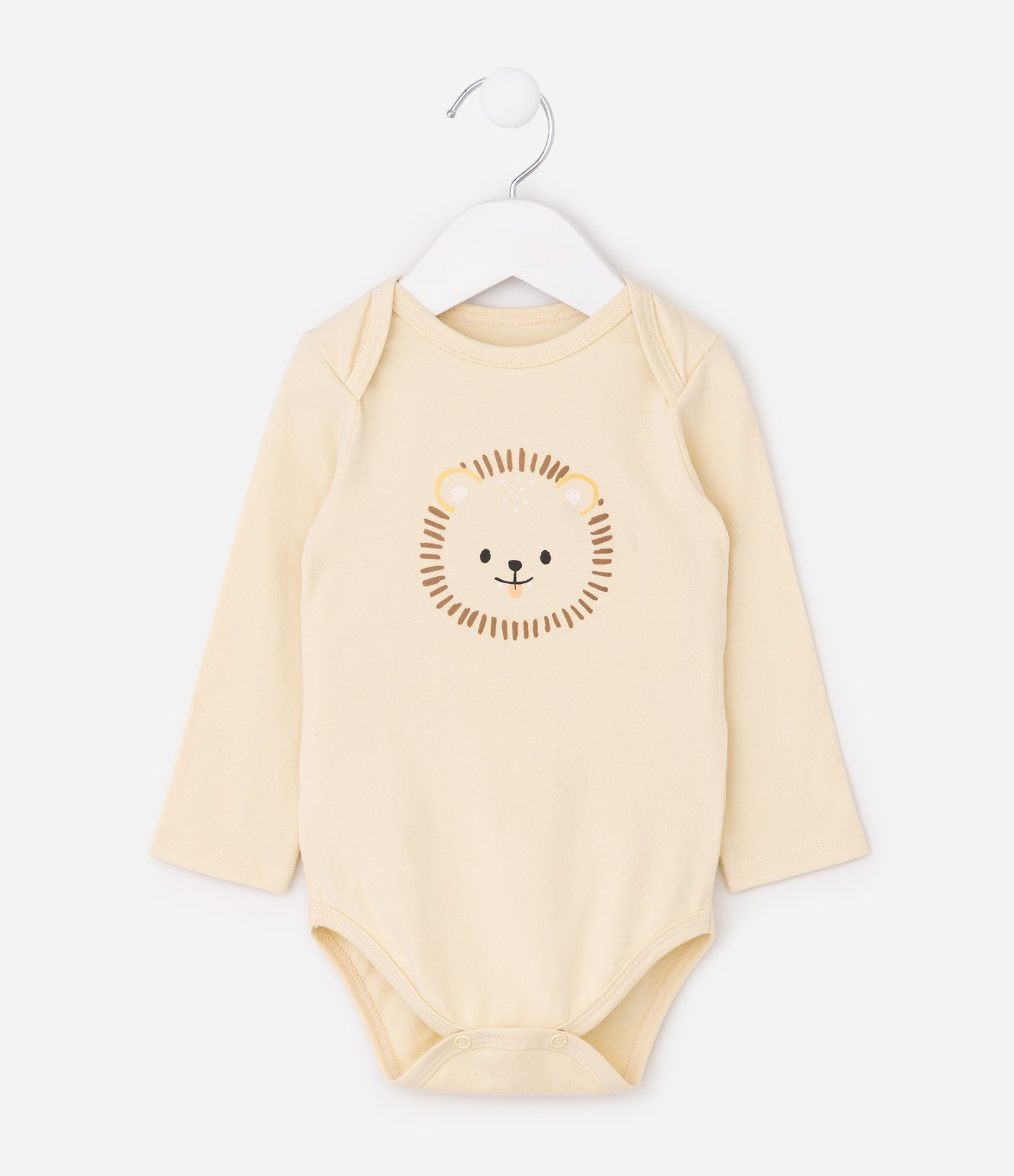 Body Bebê em Algodão com Estampa Carinha de Leão – Tam 0 a 18 Meses Amarelo Claro 2