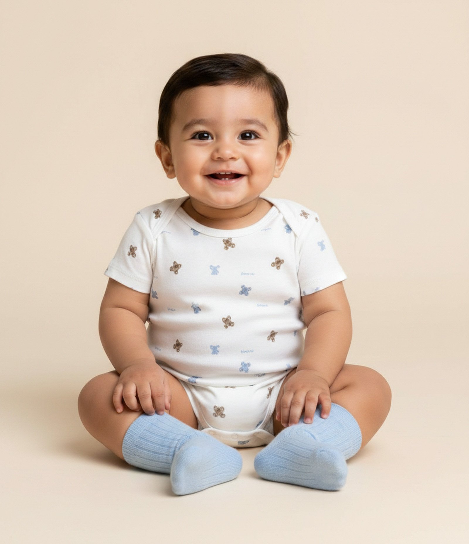 Body Bebê em Algodão com Estampa Ursinhos – Tam RN a 18 Meses Branco 1