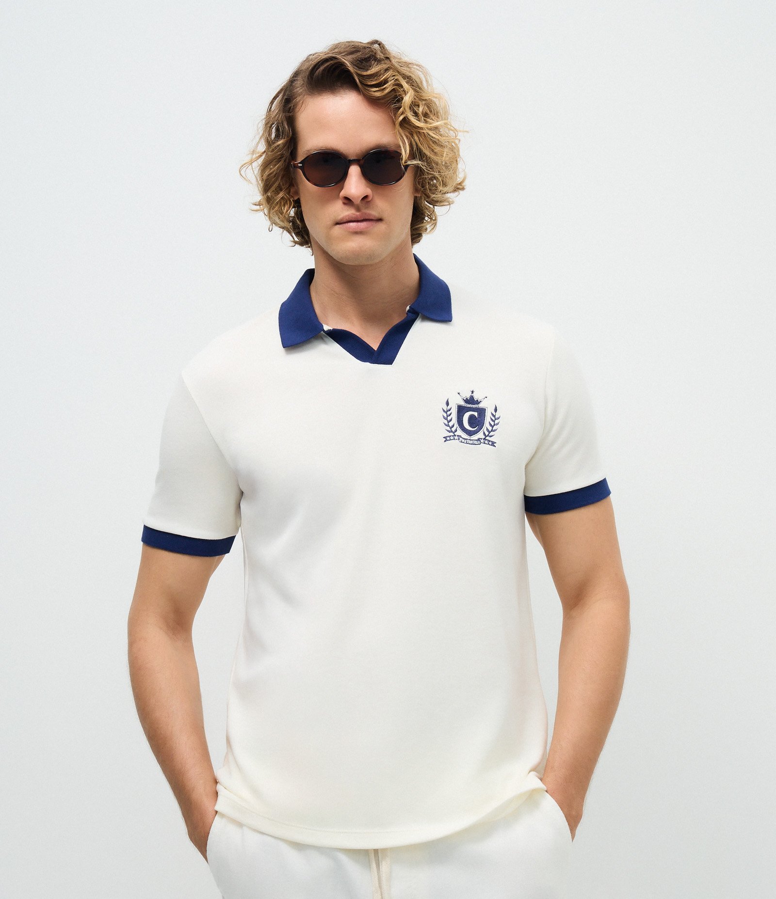 Camiseta Polo em Algodão com Bordado Parintins Boi Caprichoso Azul 1