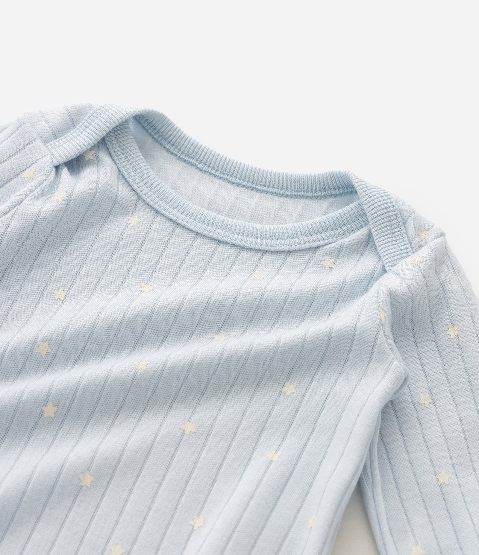 Body Bebê em Ribana com Estampa Estrelas – Tam RN a 18 Meses Azul Bebê 5